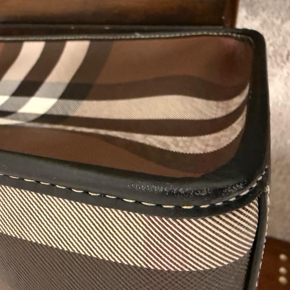 Burberry Brown Check Leather-Trim Tote - Picture 6 of 16